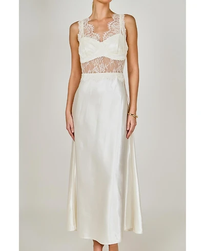 endless rose Women's Lace trim sleevesless midi dress