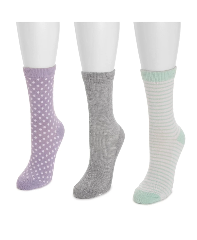 Muk Luks Women's Dream Step Crew Socks, 3 Pair Pack