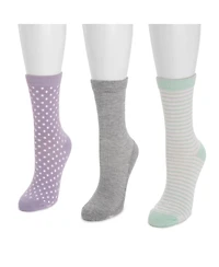 Muk Luks Women's Dream Step Crew Socks, 3 Pair Pack