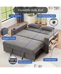 Maison Boucle Pull Out Loveseat Sofa with Adjustable Backrest for Small Space