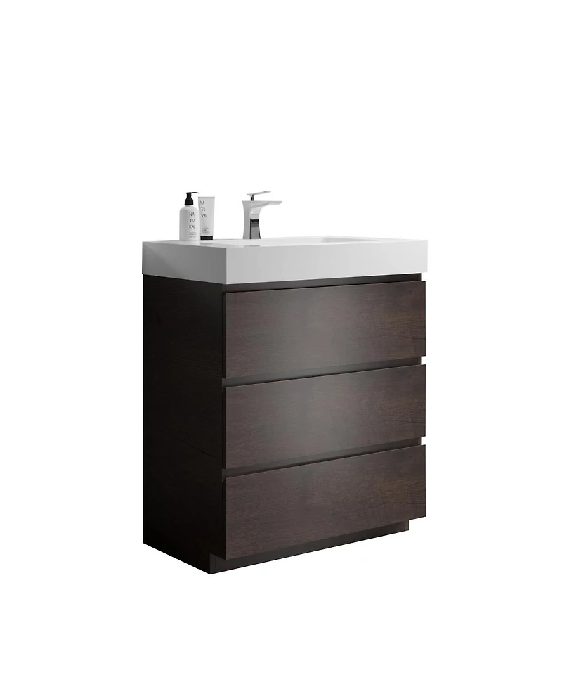Sillysis 30" Freestanding Bathroom Vanity with Sink, Modern Bathroom Vanity with Soft Close Drawers for Contemporary Homes
