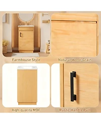 Sillysis 20" Farmhouse Natural Bathroom Vanity with Sink, Rectangular Ceramic Top, Soft Close Door & Adjustable Shelf for Small Space