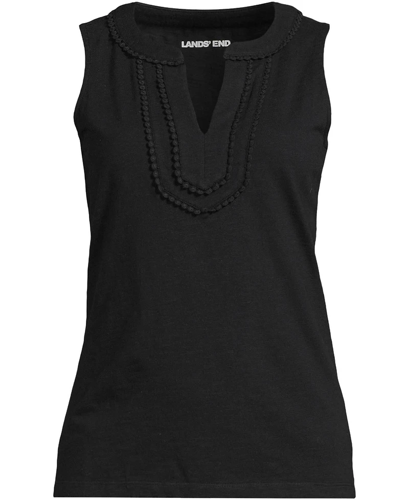 Lands' End Women's Slub Decorative Trim Tank Top
