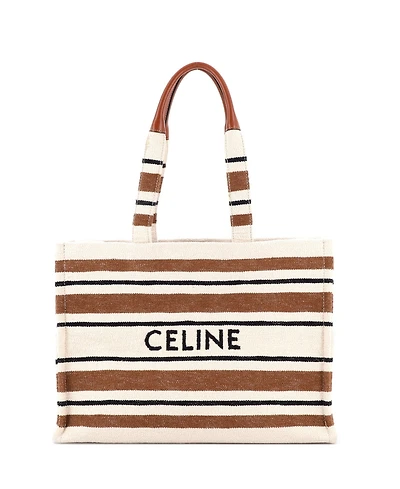 Pre-Owned Celine Large Cabas Thais Tote Striped Jacquard Textile