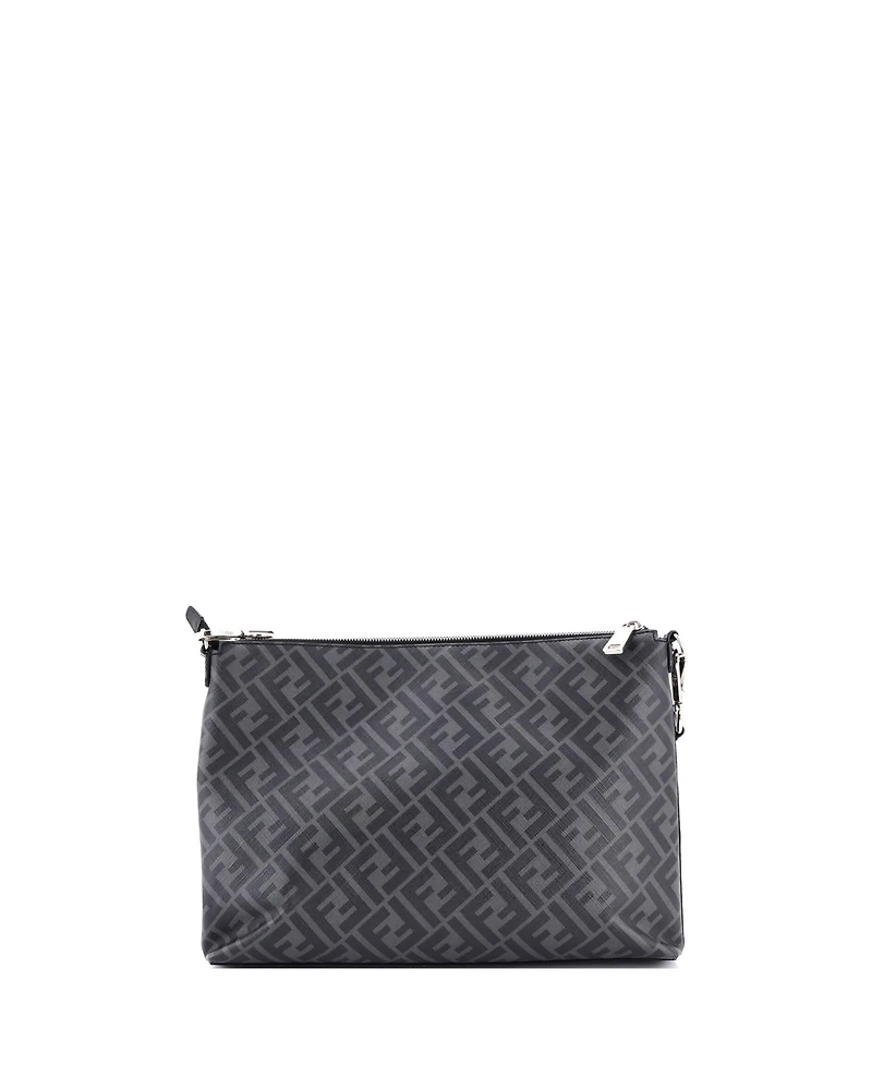 Pre-Owned Fendi Large Front Zip Messenger Zucca Coated Canvas and Leather