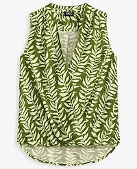 I.n.c. International Concepts Women's Sleeveless Printed Faux-Wrap Blouse