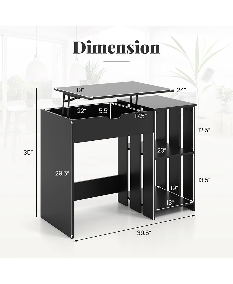 Sugift Space Saving Computer Desk with Hidden Compartment and Shelves