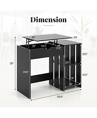 Sugift Space Saving Computer Desk with Hidden Compartment and Shelves