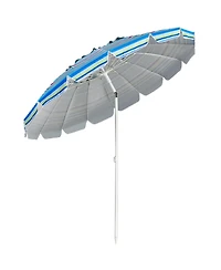 Sugift 8FT Portable Beach Umbrella with Sand Anchor and Tilt Mechanism for Garden and Patio