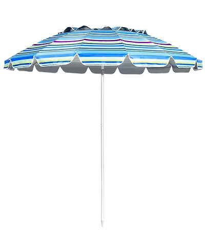 Sugift 8FT Portable Beach Umbrella with Sand Anchor and Tilt Mechanism for Garden and Patio