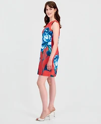 Tahari Asl Women's Floral-Print Scoop-Neck Sheath Dress