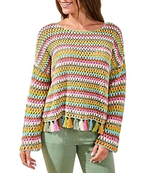 Tribal Women's Stripe Bell-Sleeve Sweater