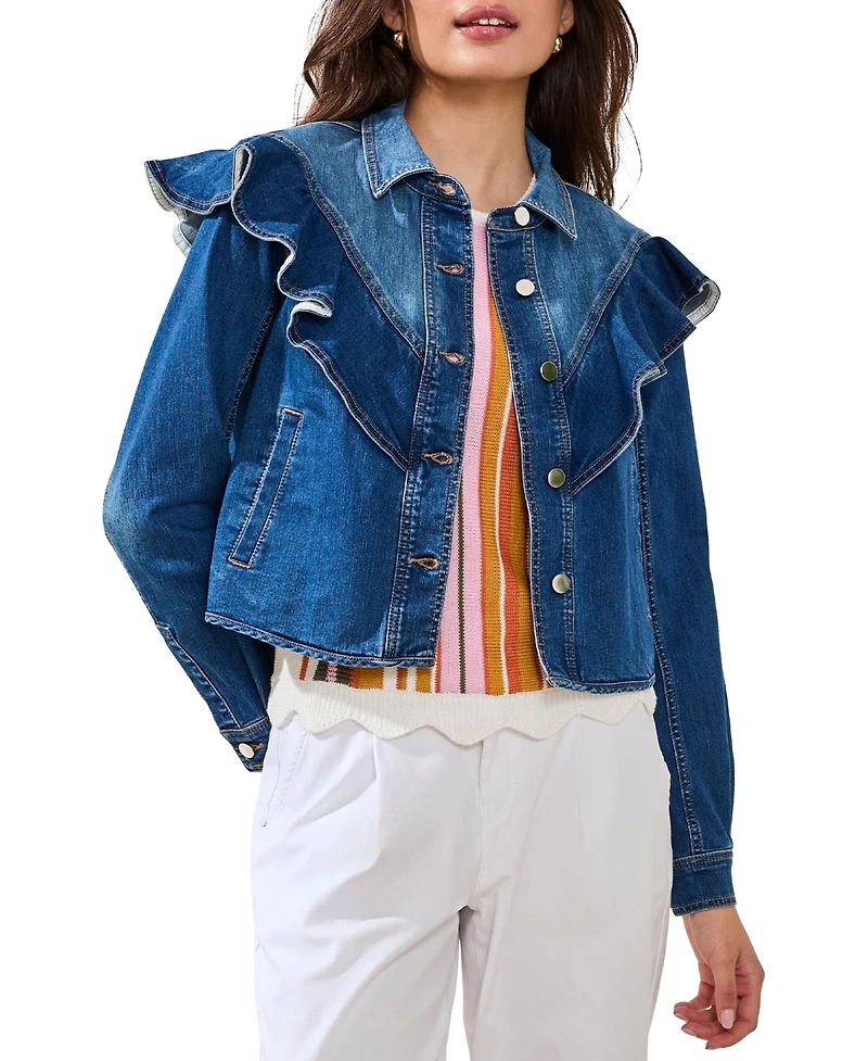 Tribal Women's Fashion Crop Denim Jacket