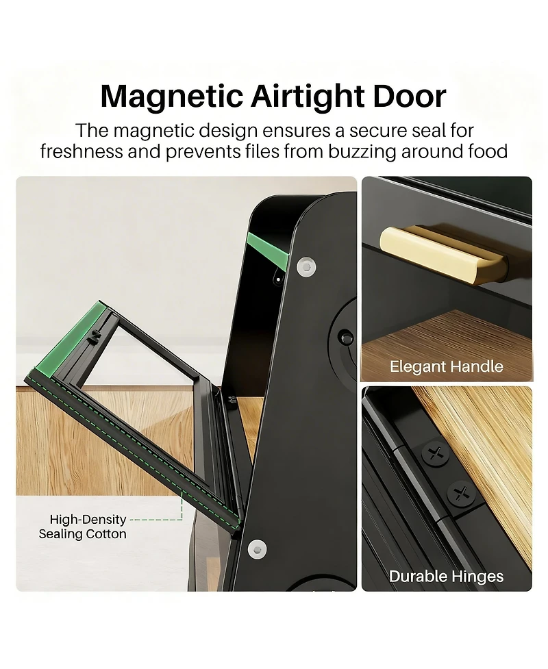 Yigii Bread Box 2-Tier Bamboo Storage Cutting Board Adjustable Vent