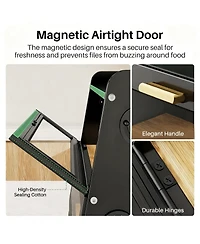 Yigii Bread Box 2-Tier Bamboo Storage Cutting Board Adjustable Vent