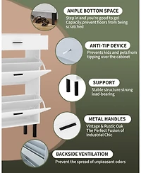 Homfan Slim 3-Tier Shoe Storage Cabinet with Dual Turn over Drawers – Adjustable Shelves, Hidden Rack, Space-Saving Entryway Organizer