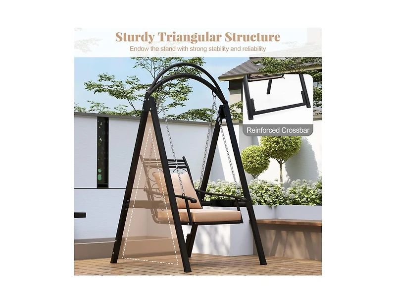Slickblue Outdoor Porch Swing with Removable Cushions for Garden Balcony