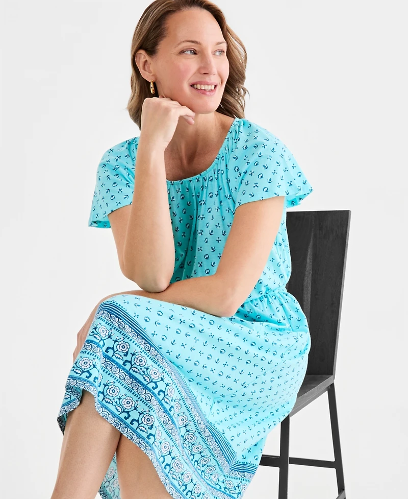 Style & Co Women's Printed Flutter-Sleeve Knit Dress, Macy's Exclusive