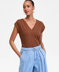 I.n.c. International Concepts Women's Cap-Sleeve V-Neck T-Shirt, Macy's Exclusive