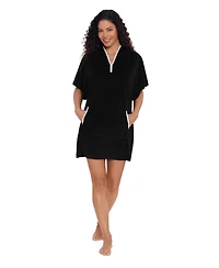 ShapeSolver Women's V-Neck Hooded Swim Cover Up Dress