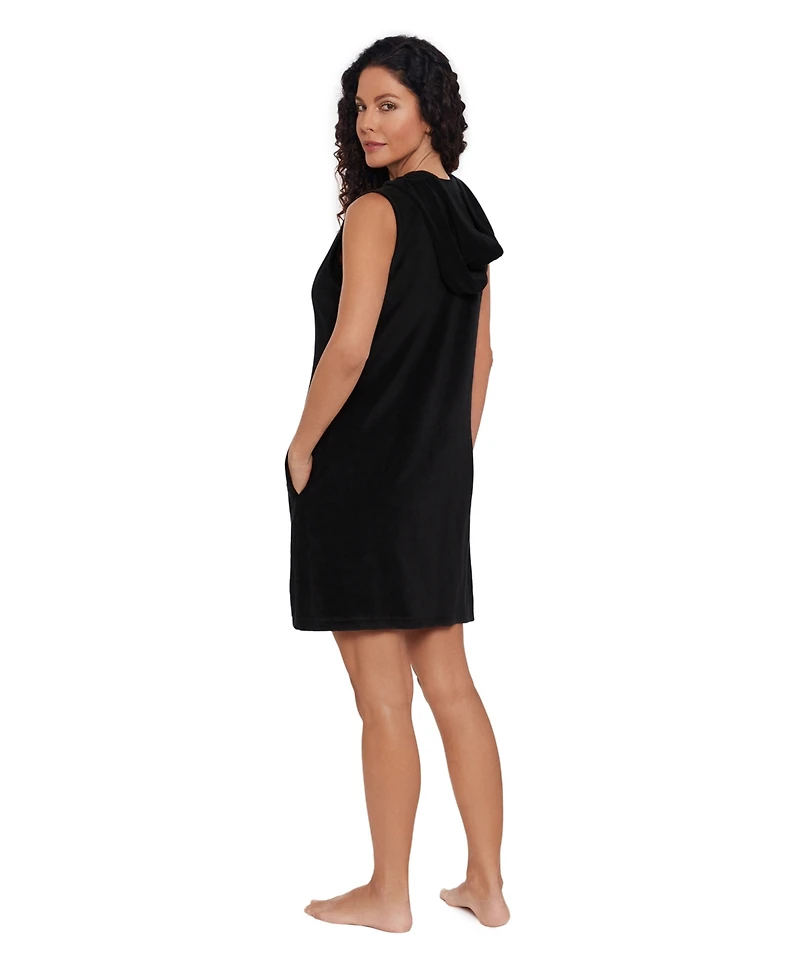 ShapeSolver Women's V-Neck Hooded Swim Cover Up Dress