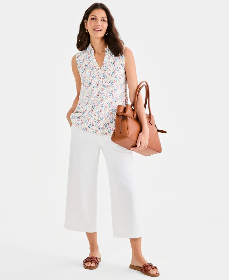 Style & Co Women's Printed Johnny-Collar Sleeveless Top, Macy's Exclusive