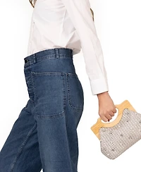 Nina Solei Straw Small Clutch Handbag