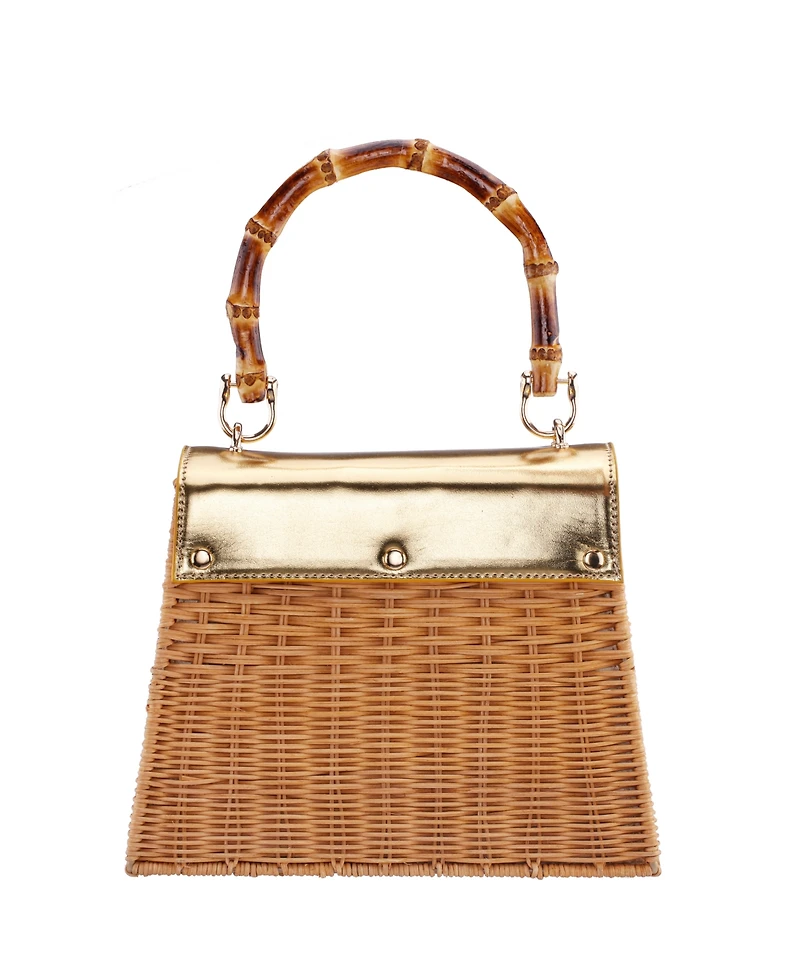Nina Wicker Basket Small Satchel Bag