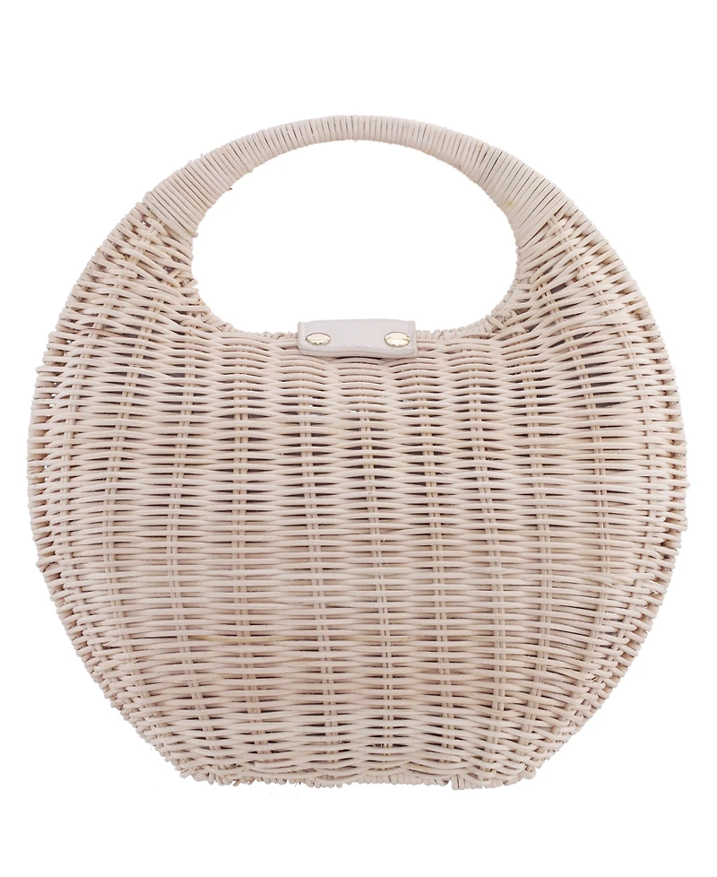 Nina Kava Rounded Rattan Small Satchel Bag