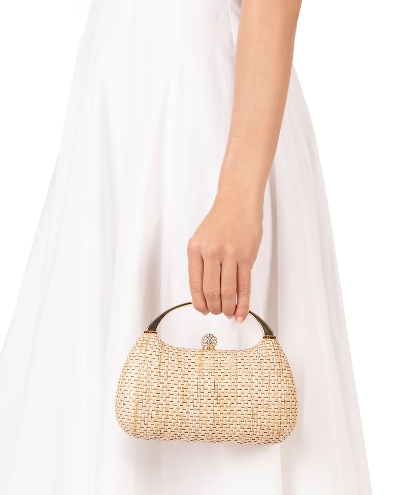 Nina Straw Minaudiere Mini Clutch Handbag