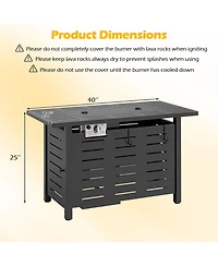 Sugift 40 in Outdoor Propane Fire Pit Table with Lava Rocks