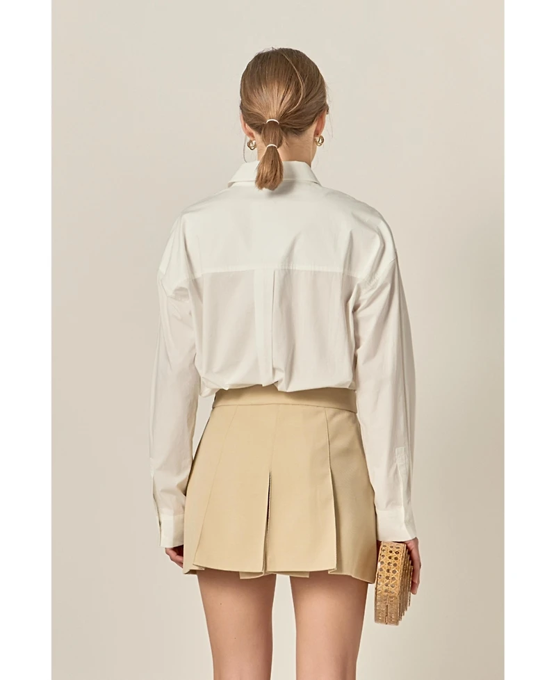 English Factory Women's Pearl Heart Button up Shirt