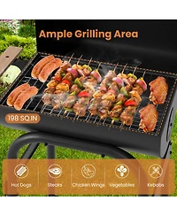 Sugift Barrel Style Charcoal Grill with Folding Side Table and Thermometer