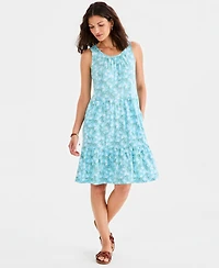 Style & Co Women's Printed Sleeveless Tiered Dress, Macy's Exclusive
