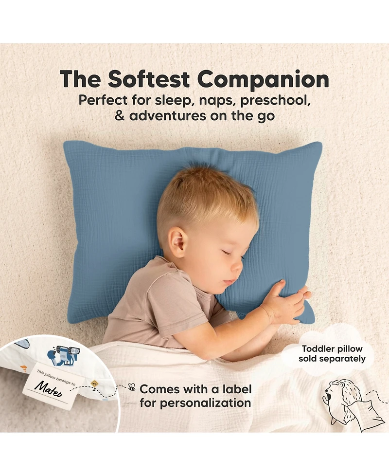 KeaBabies Lyra Muslin Toddler Pillowcases 13x18, 2-Pack Organic Cotton for Sleep & Travel