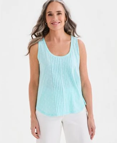 Style Co Womens Printed Pintuck Tank Top Macys Exclusive