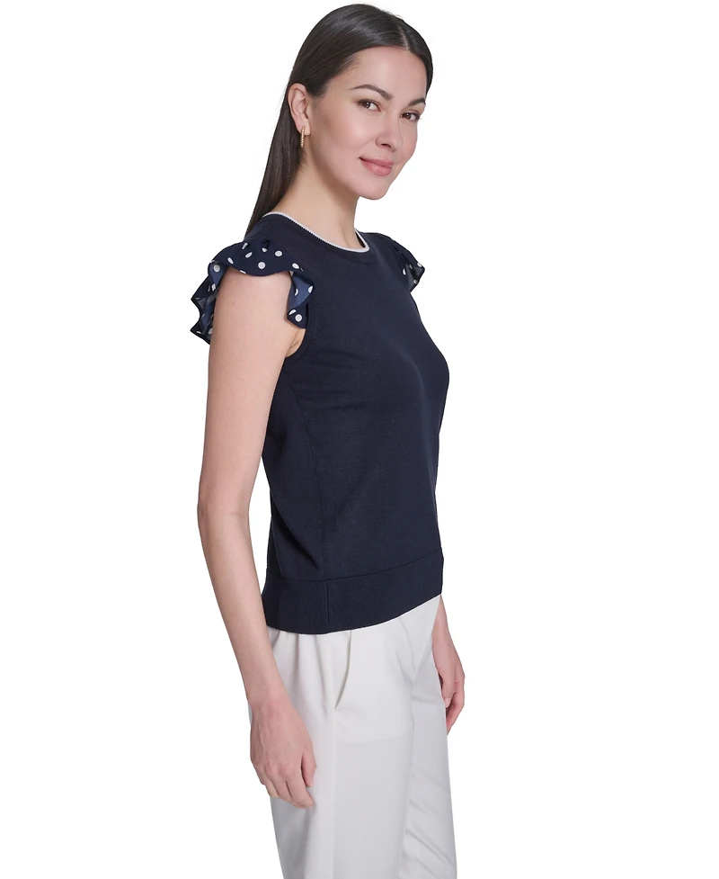 Tommy Hilfiger Women's Mixed Media Sleeveless Sweater