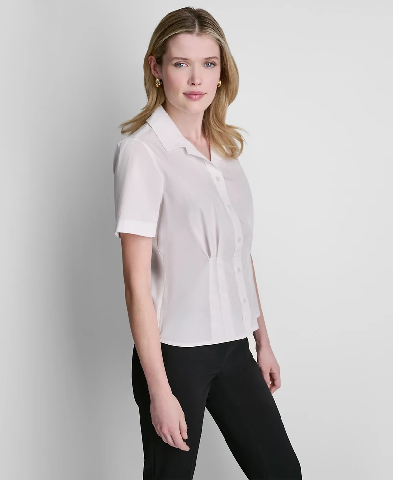 Dkny Women's Short-Sleeve Button-Front Blouse