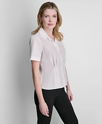Dkny Women's Short-Sleeve Button-Front Blouse