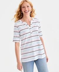 Style & Co Women's Printed Split-Neck Elbow Sleeve Tunic, Macy's Exclusive