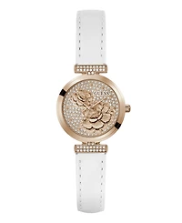 Guess Women's Rose Gold-Tone Stainless Steel White Leather Analog Watch, 28mm