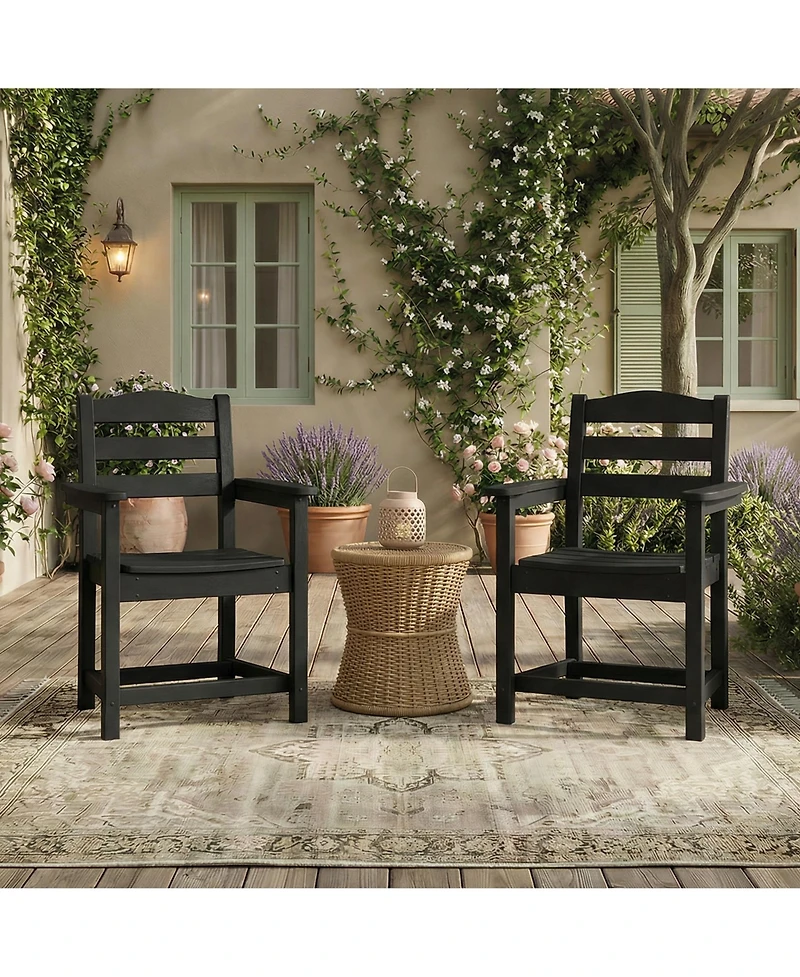 Set of 2 Outdoor Dining Chair with Armrests, For All Weather Conditions