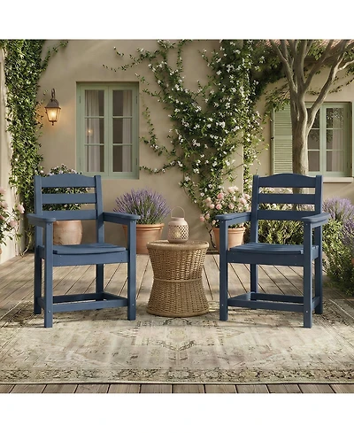Set of 2 Outdoor Dining Chair with Armrests, For All Weather Conditions
