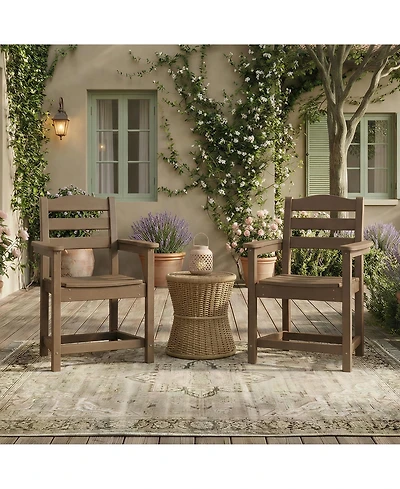Set of 2 Outdoor Dining Chair with Armrests, For All Weather Conditions