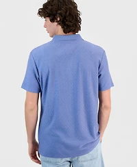 Guess Men's Diagonal Texture Interlock Zip Polo