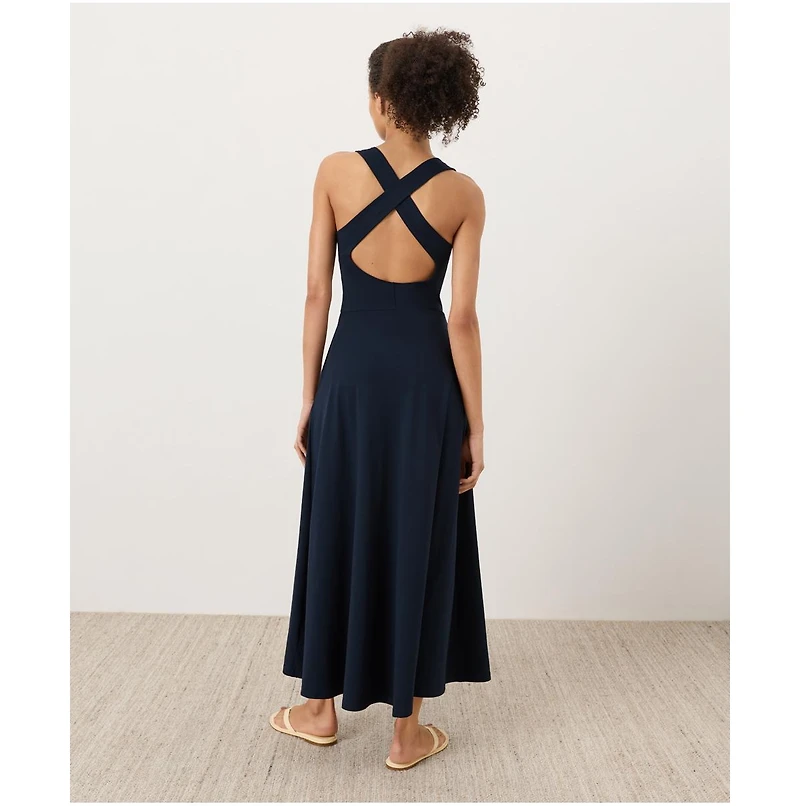 Pact Women's Fit & Flare Open Back Maxi Dress Made With Organic Cotton