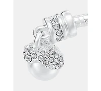 Anne Klein Silver-Tone Imitation Pearl Crystal Coil Bracelet