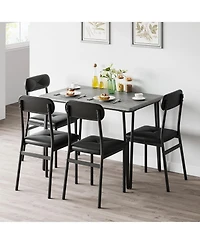 gaomon 5-Piece Dining Table Set with Upholstered Chairs, Space-Saving Kitchen Table for Small Spaces