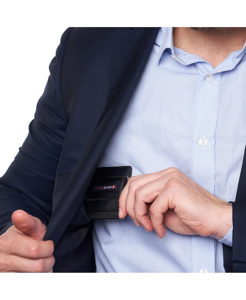 Alpine Swiss Mens Rfid Safe Money Clip Wallet Minimalist Id Window Card Case Fpw