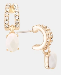 Anne Klein Gold-Tone Crystal Huggie Stone Drop Earrings